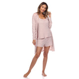 White Mark Women's 3-Piece Striped Pajama & Robe Set