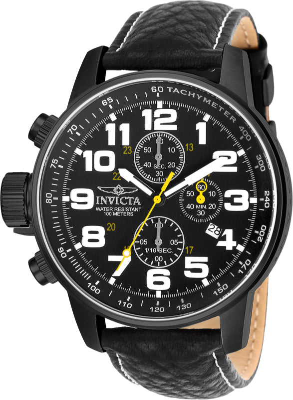 Invicta Men's 46mm I-Force Quartz Chronograph Embossed Leather Strap Watch