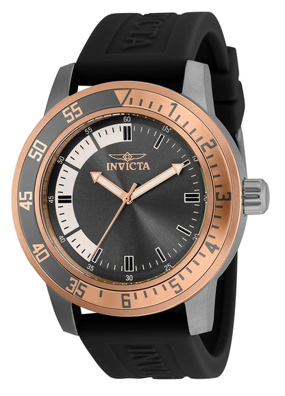Invicta Men's 45mm Specialty Quartz Two-Tone Bezel Black Silicone Strap Watch