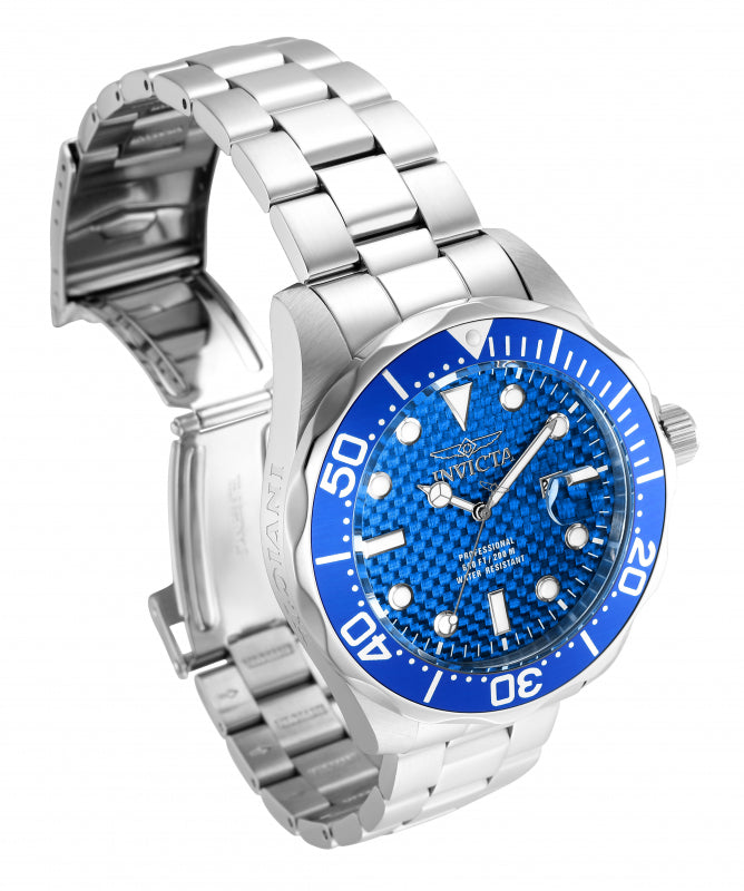 Invicta Men's 47mm Pro Diver Quartz Date Carbon Fiber Dial Bracelet Watch