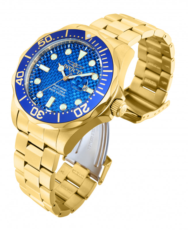 Invicta Men's 47mm Pro Diver Quartz Date Carbon Fiber Dial Bracelet Watch