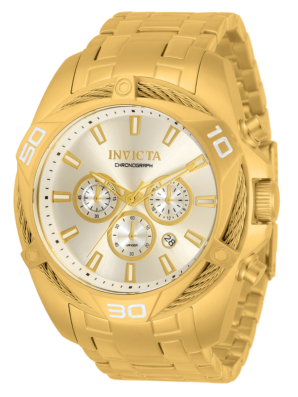 Invicta Men's 50mm Bolt Quartz Chronograph Cable Bezel Sunray Dial Bracelet Watch