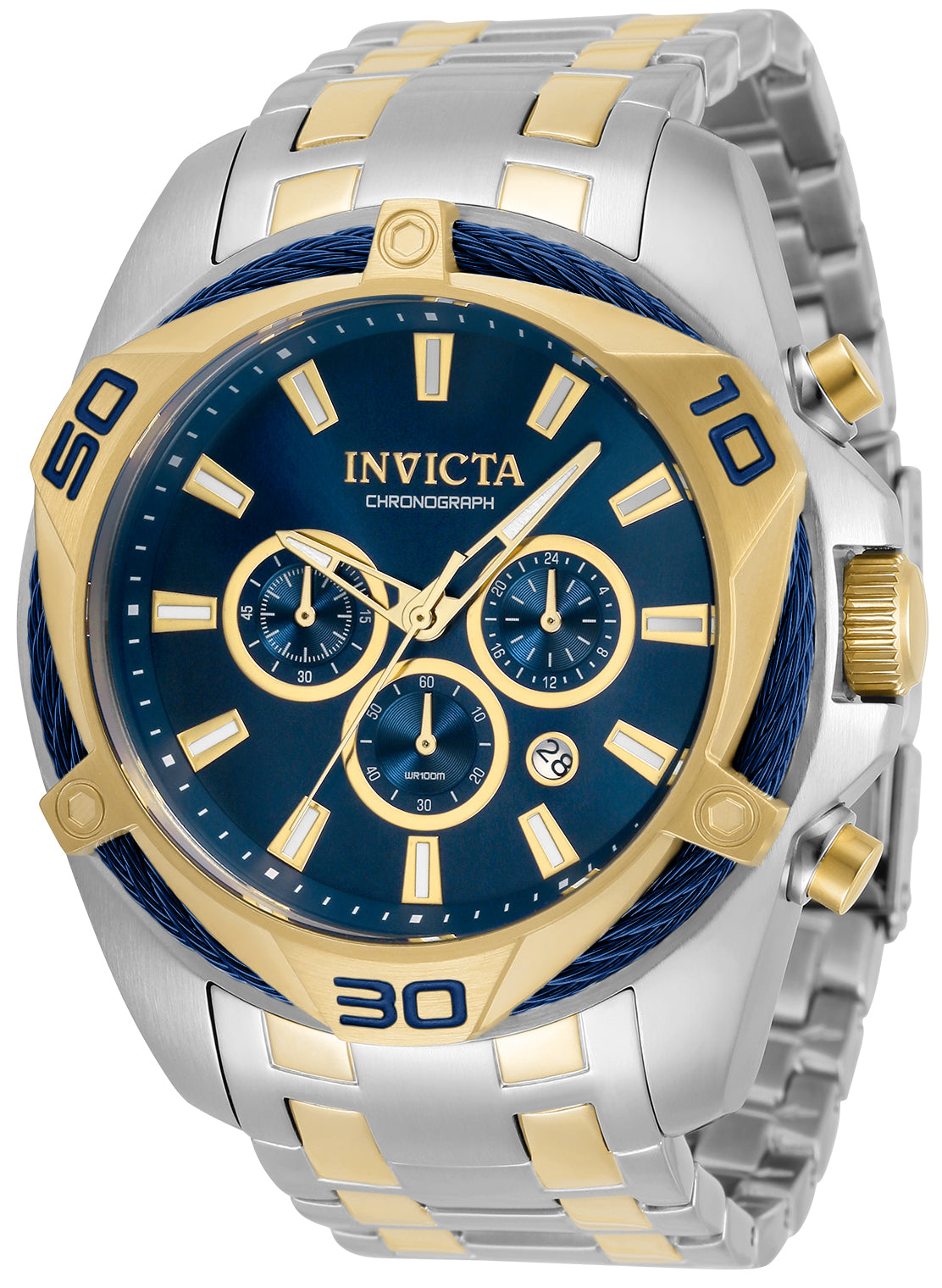 Invicta Men's 50mm Bolt Quartz Chronograph Triangular Bezel Bracelet Watch