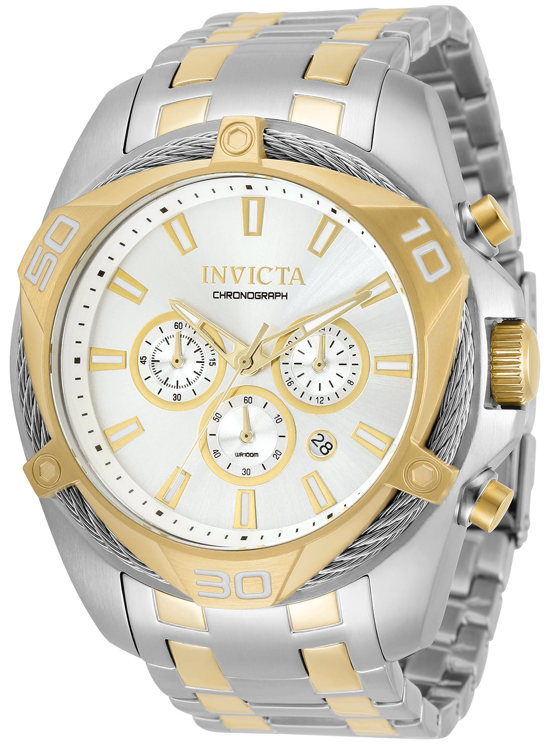 Invicta Men's 50mm Bolt Quartz Chronograph Cable Bezel Sunray Dial Bracelet Watch