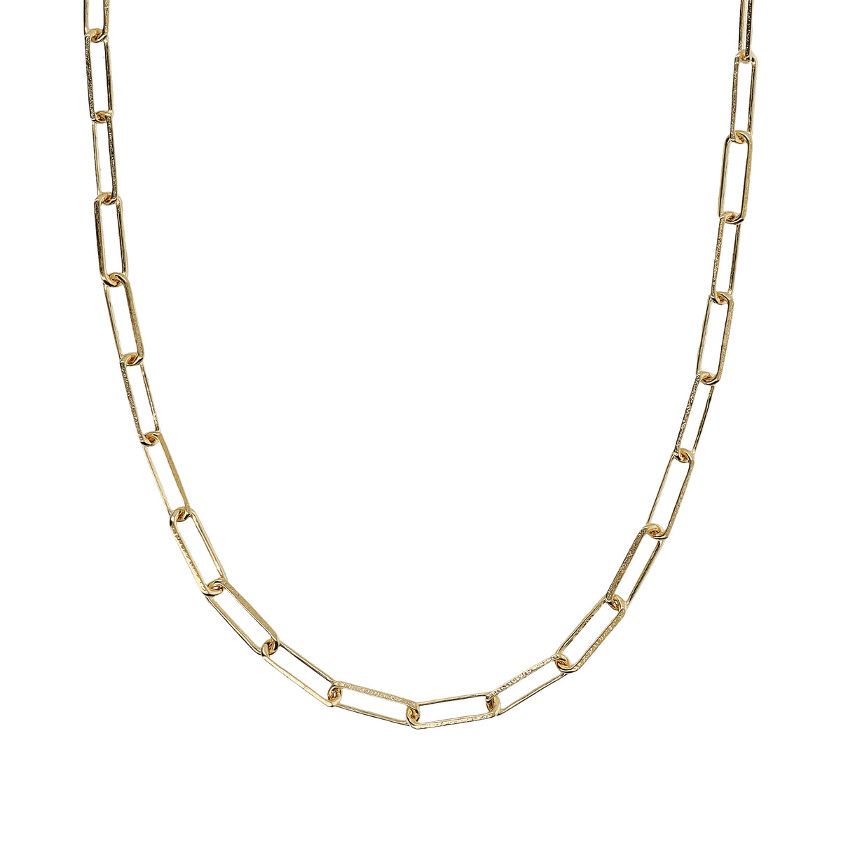 Toscana Italiana 18K Gold Plated Hammered Paperclip Link Chain 19.5" Necklace