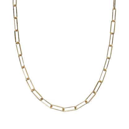 Toscana Italiana 18K Gold Plated Hammered Paperclip Link Chain 19.5" Necklace