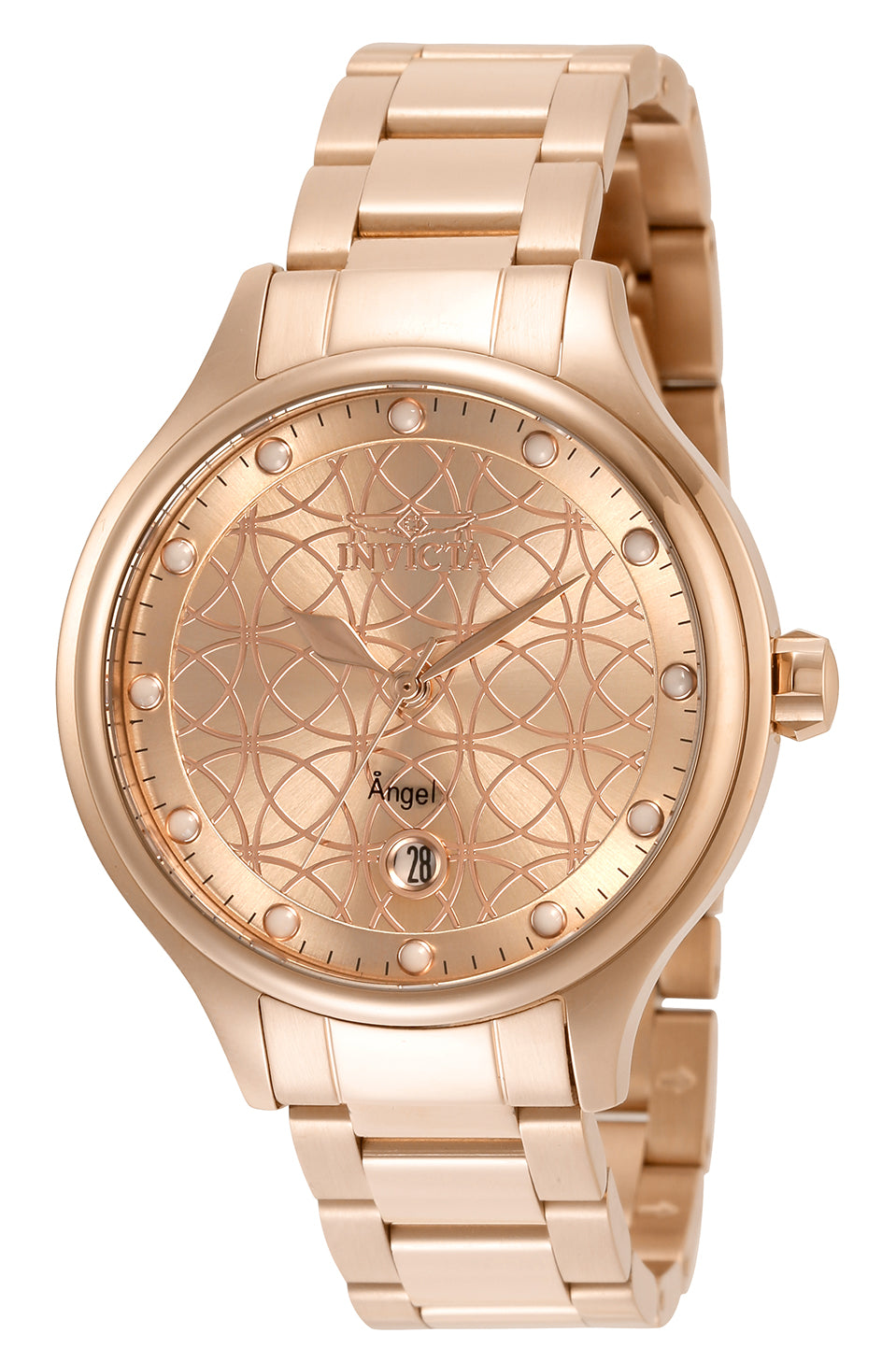 Invicta Women's 38mm Angel Quartz Date Circle Pattern Dial Bracelet Watch