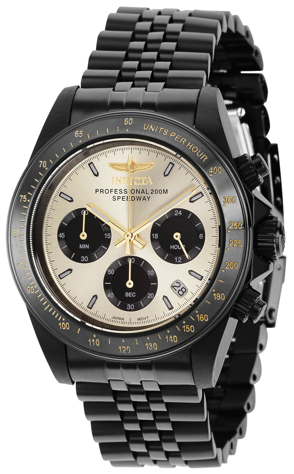 INVICTA 腕時計 クロノグラフ ゴールド ブラック Invicta Men's 39mm Speedway Quartz Chronograph Jubilee Bracelet