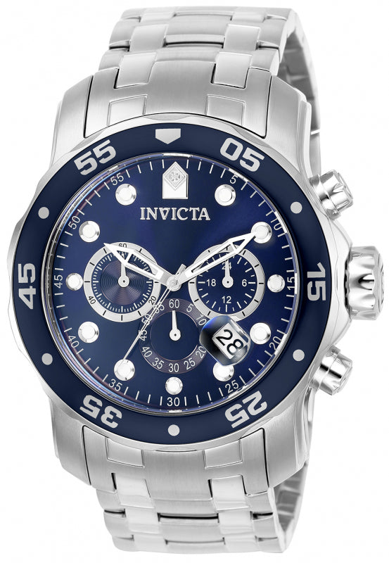 Invicta Men's 48mm Pro Diver Scuba Quartz Chronograph Blue Bezel & Dial Bracelet Watch