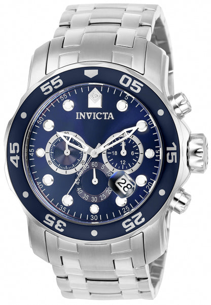 Invicta Men's 48mm Pro Diver Scuba Quartz Chronograph Blue Bezel & Dial Bracelet Watch