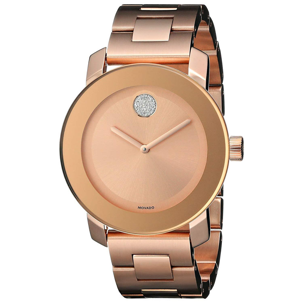 Movado Women's 36mm Bold Swiss Quartz Crystal Accented Rosetone Bracelet Watch