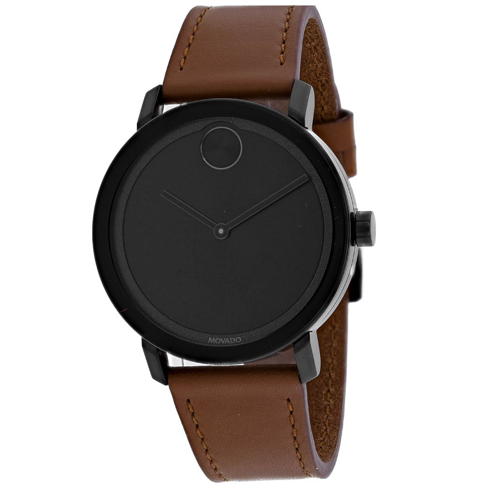 Movado Men's 40mm Bold Swiss Quartz Black & Cognac Leather Strap Watch