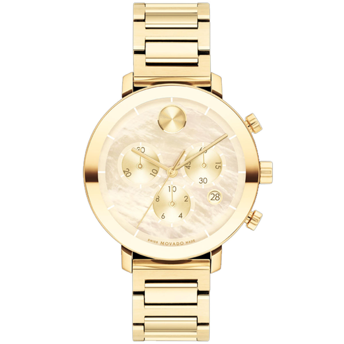 Movado Women's 38mm Bold Swiss Made Quartz Chronograph Goldtone Bracelet Watch - 3600788