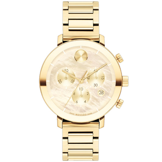 Movado Women's 38mm Bold Swiss Made Quartz Chronograph Goldtone Bracelet Watch - 3600788