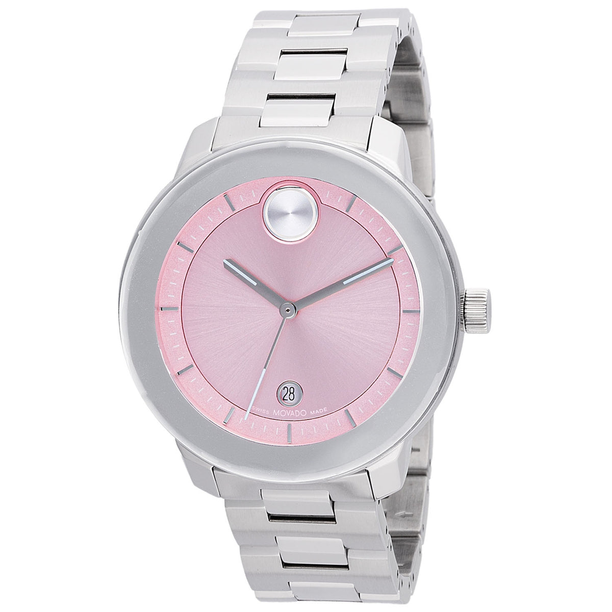 Movado Men's 38mm Bold Swiss Quartz Date Pink Dial Bracelet Watch - 3600872