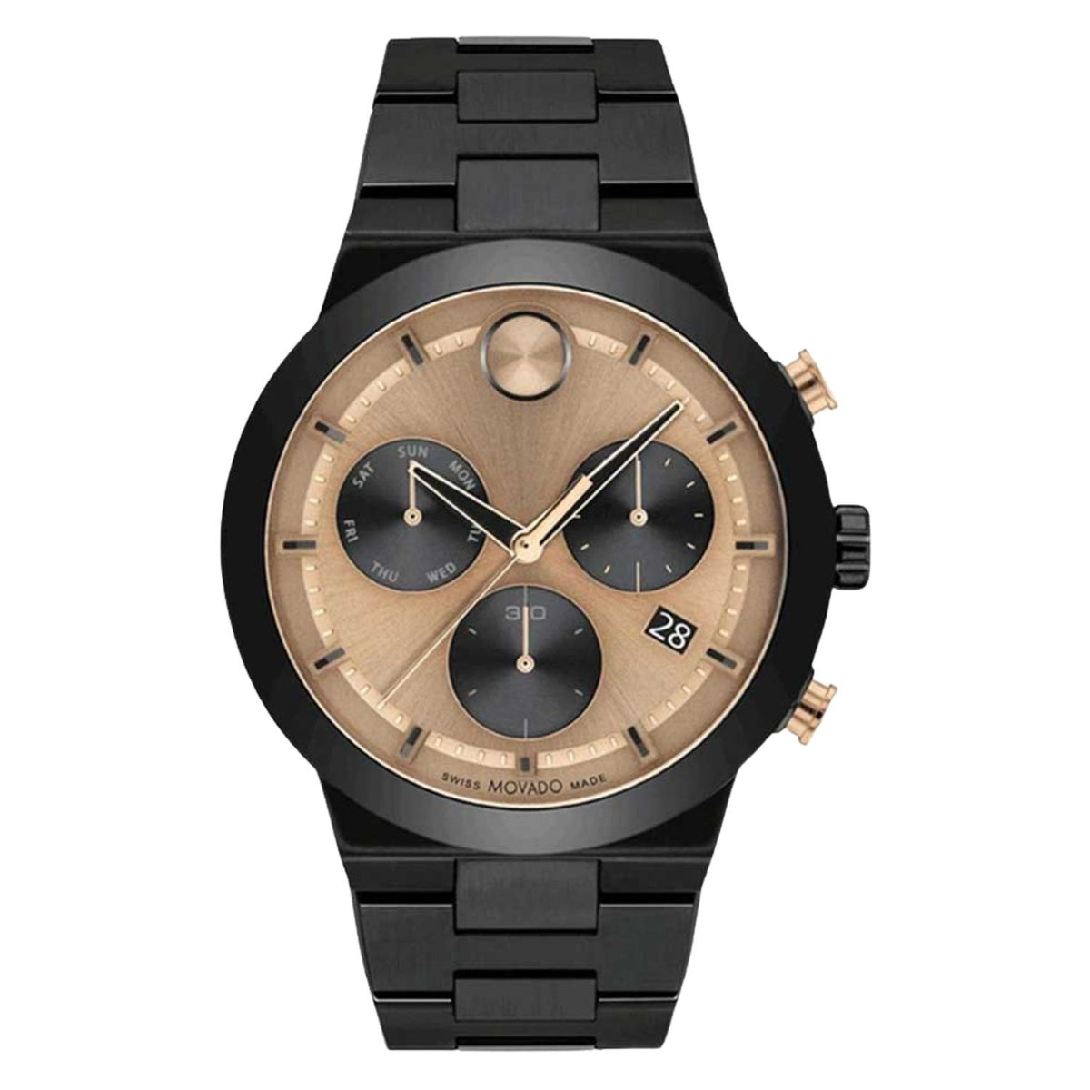 Movado Men's 44mm Bold Fusion Swiss Made Quartz Chrono Black Bracelet Watch