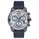 Movado Men's 44mm Bold Verso Swiss Made Quartz Chrono Date Blue Leather Strap Watch