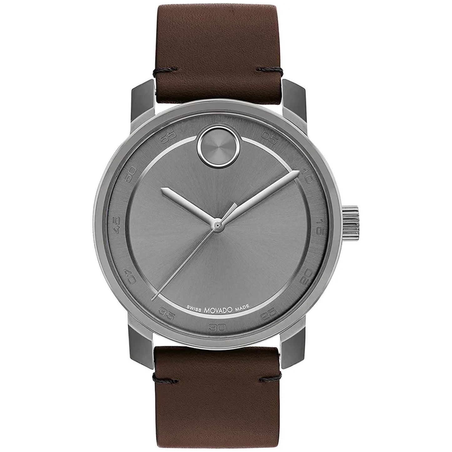 Movado Men's 41mm Bold Access Swiss Made Quartz Grey & Brown Leather Strap Watch