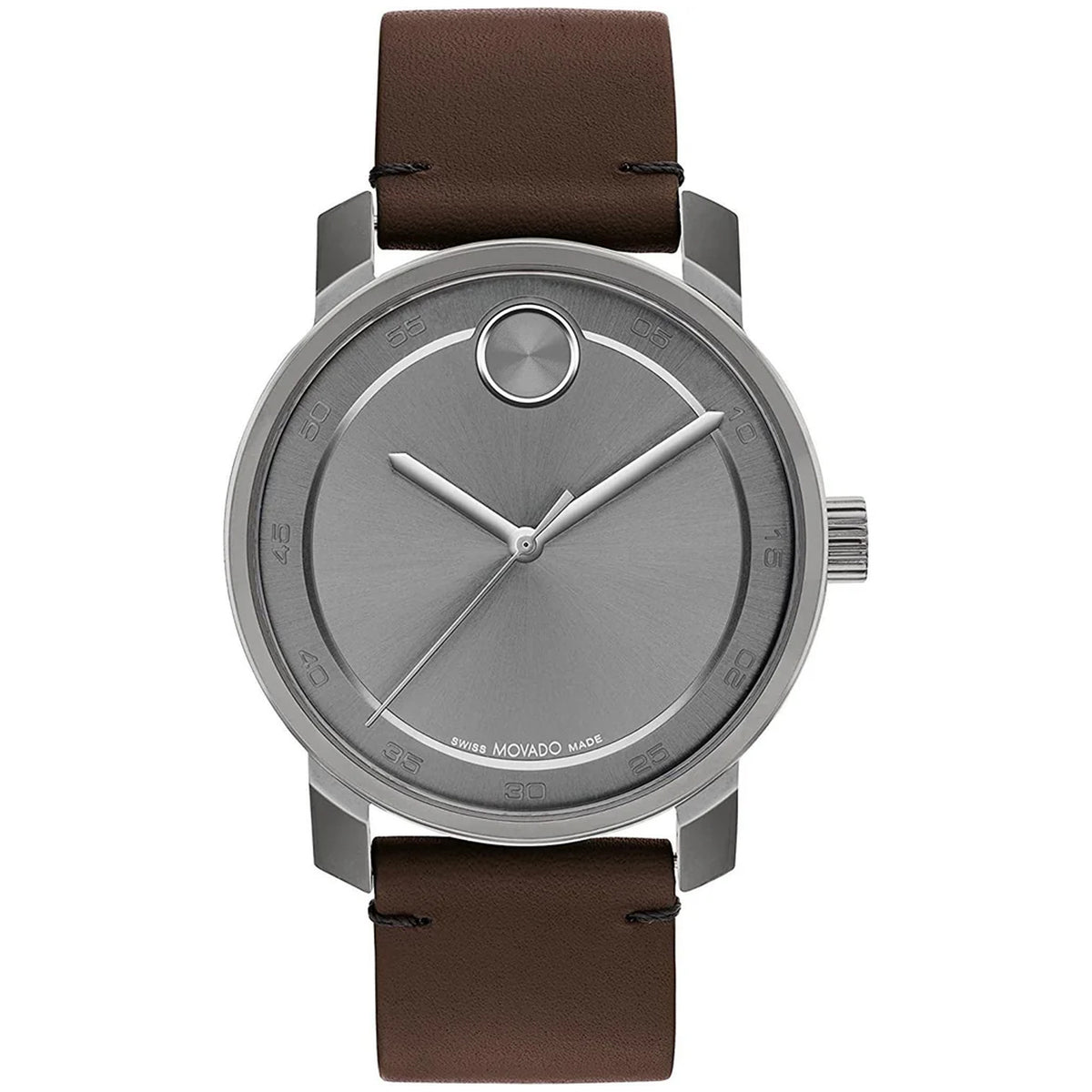 Movado Men's 41mm Bold Access Swiss Made Quartz Grey & Brown Leather Strap Watch