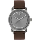 Movado Men's 41mm Bold Access Swiss Made Quartz Grey & Brown Leather Strap Watch