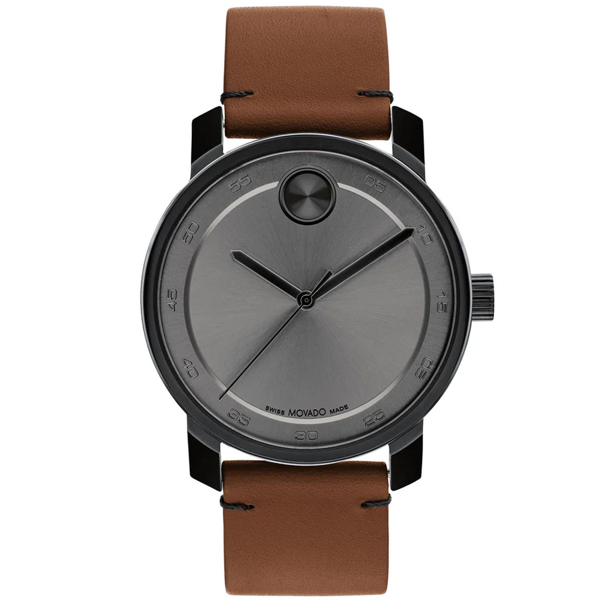 Movado Men's 42mm New Bold Access Swiss Made Quartz Grey & Brown Strap Watch