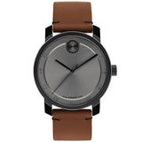 Movado Men's 42mm New Bold Access Swiss Made Quartz Grey & Brown Strap Watch