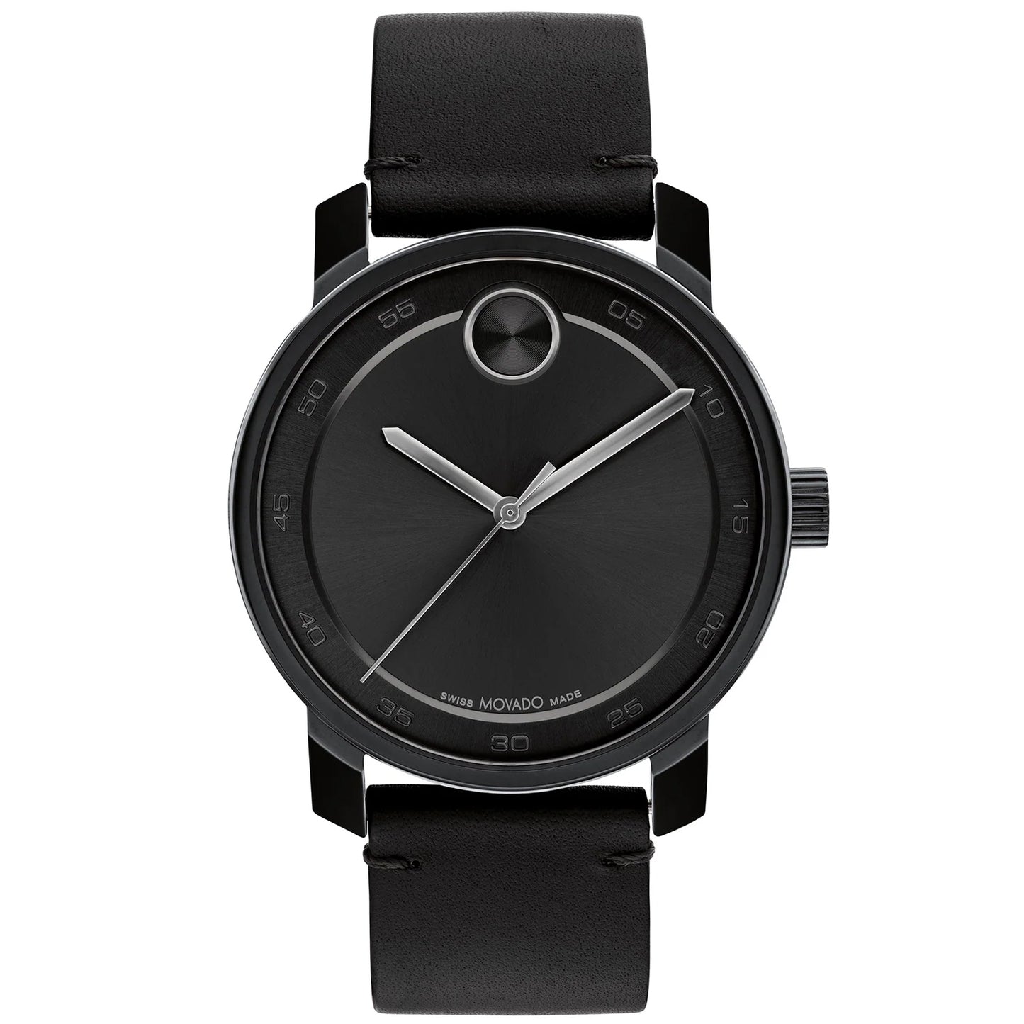 Movado Men's 41mm Bold Access Swiss Made Quartz Black Leather Strap Watch