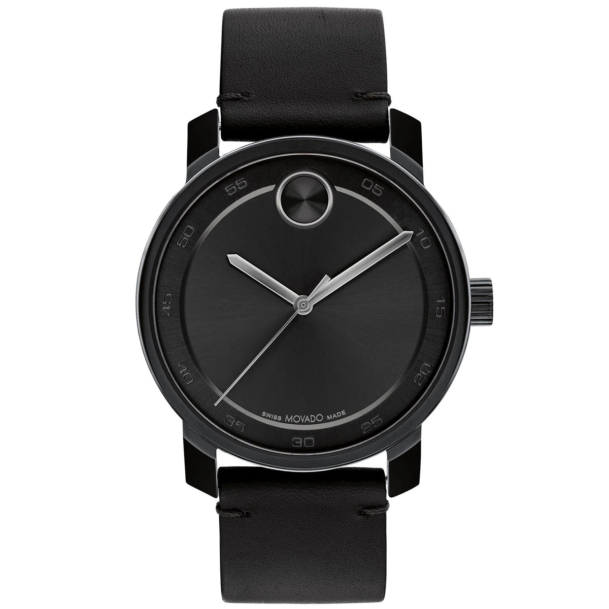 Movado Men's 41mm Bold Access Swiss Made Quartz Black Leather Strap Watch