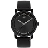 Movado Men's 41mm Bold Access Swiss Made Quartz Black Leather Strap Watch