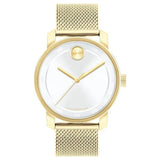 Movado Men's 41mm Bold Access Swiss Made Quartz White Dial Goldtone Mesh Bracelet Watch