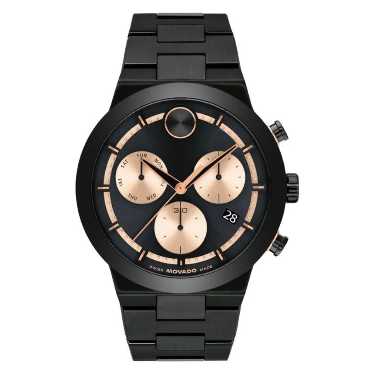 Movado Men's 45mm Bold Fusion Swiss Quartz Chrono Date Black Bracelet Watch