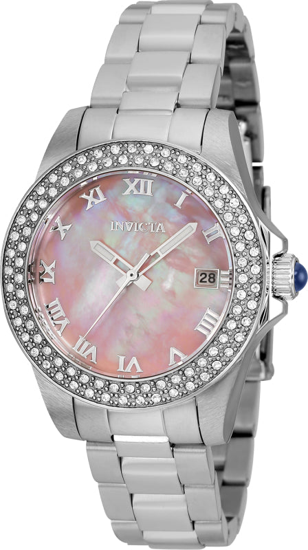 Invicta Women's 34mm Angel Quartz Crystal Accented MOP Bracelet Watch