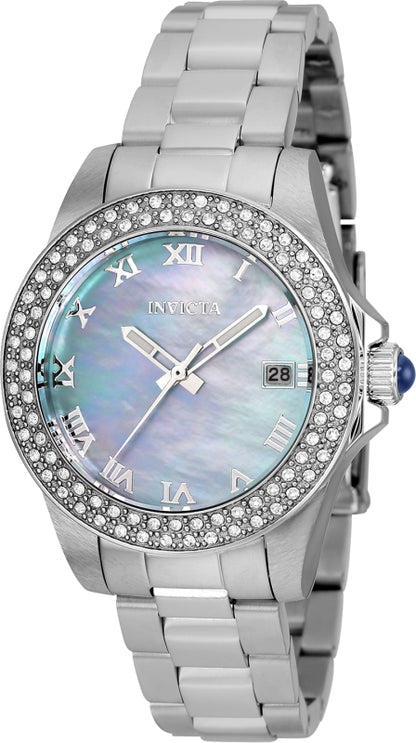 Invicta Women's 34mm Angel Quartz Crystal Accented MOP Bracelet Watch