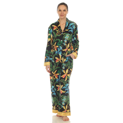 White Mark Women's 2-Piece Wildflower Print Pajama Set