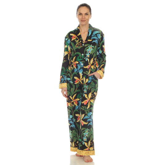 White Mark Women's 2-Piece Wildflower Print Pajama Set