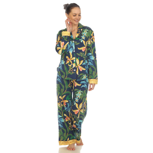 White Mark Women's 2-Piece Wildflower Print Pajama Set