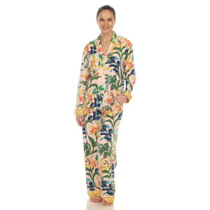 White Mark Women's 2-Piece Wildflower Print Pajama Set