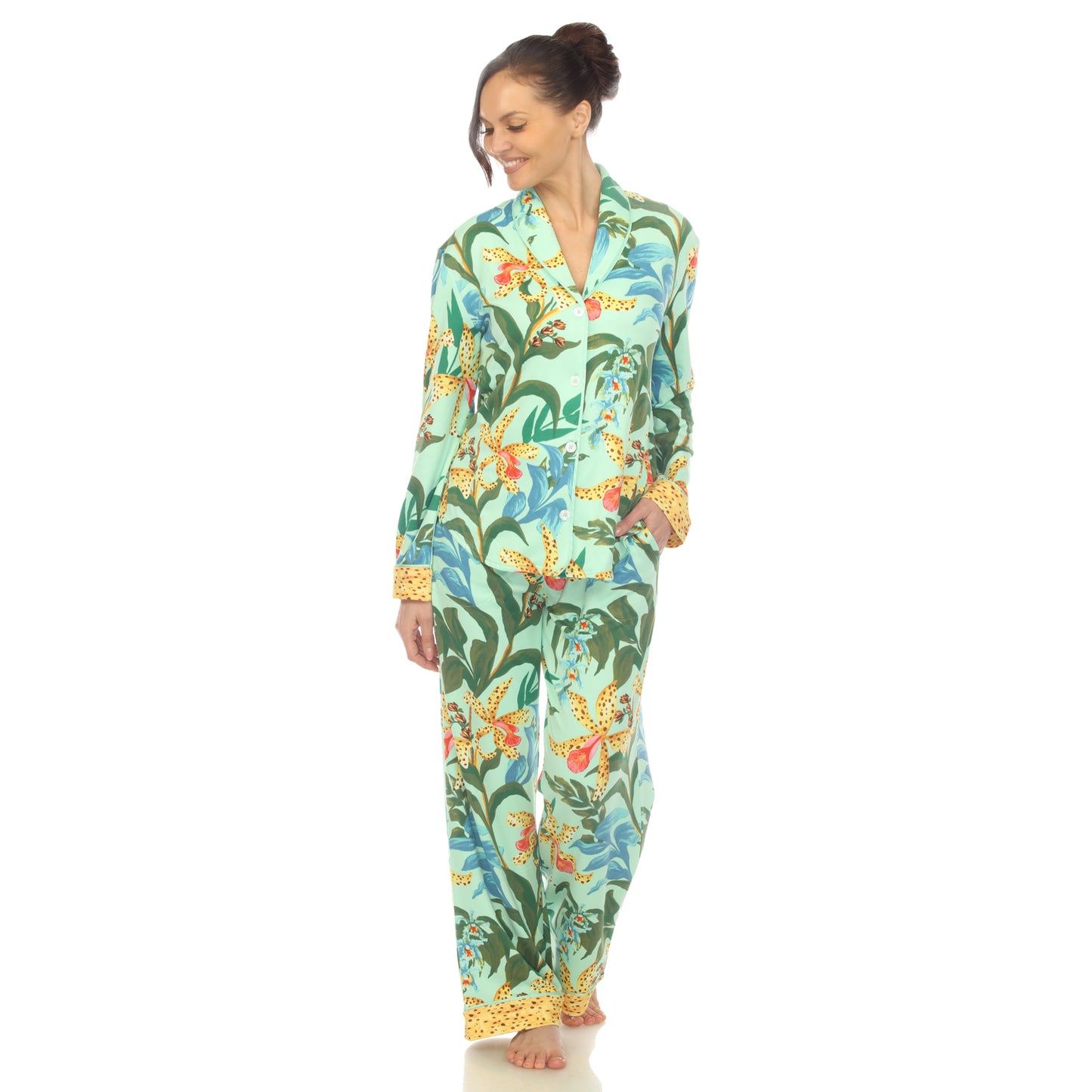 White Mark Women's 2-Piece Wildflower Print Pajama Set