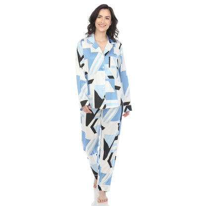 White Mark Women's Geometric Printed Satin Pajama Set