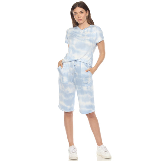 White Mark Women's 2-Piece Soft Capri Pajama Lounge Set