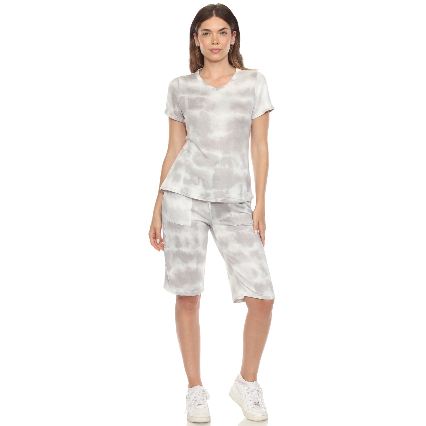 White Mark Women's 2-Piece Soft Capri Pajama Lounge Set