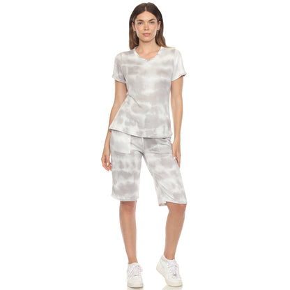 White Mark Women's 2-Piece Soft Capri Pajama Lounge Set