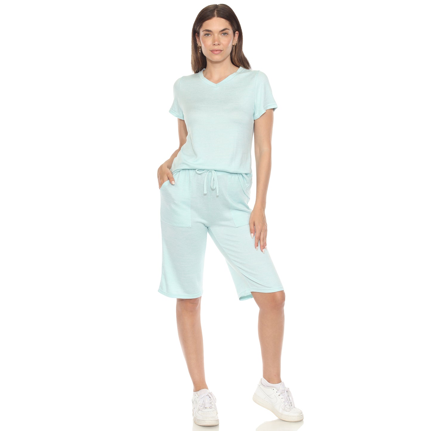 White Mark Women's 2-Piece Soft Capri Pajama Lounge Set