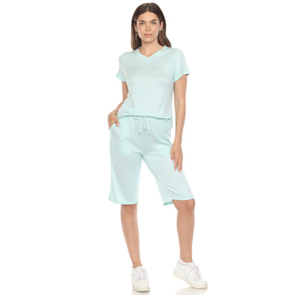 White Mark Women's 2-Piece Soft Capri Pajama Lounge Set