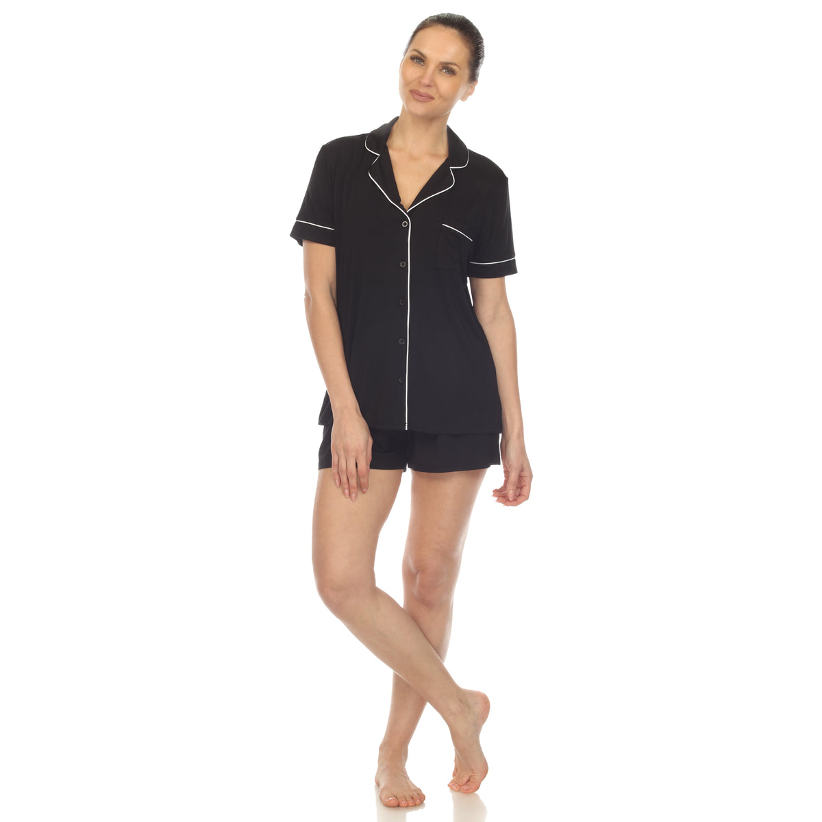 White Mark Women's 2-Piece Short Sleeve Bamboo Pajama Sheet