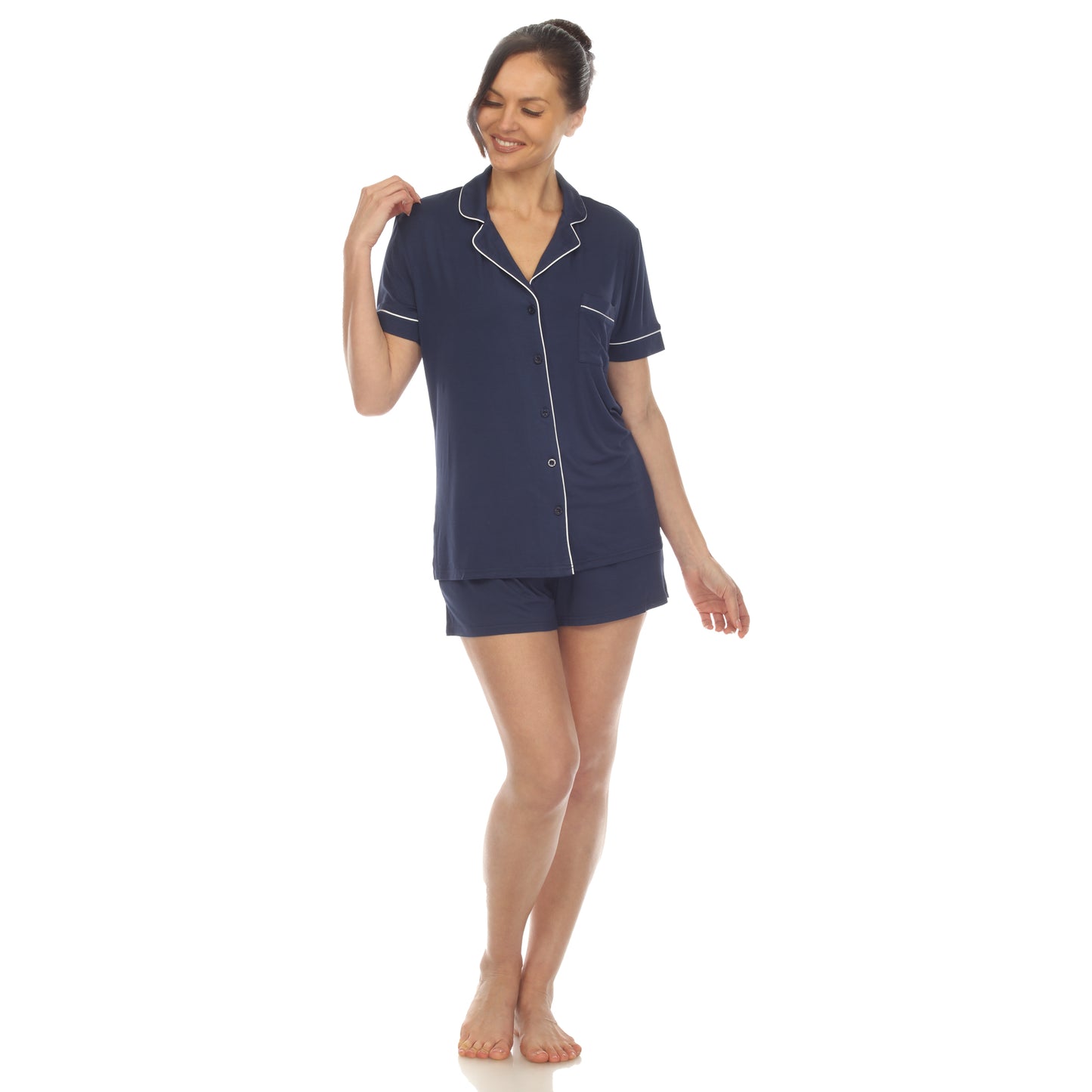 White Mark Women's 2-Piece Short Sleeve Bamboo Pajama Sheet