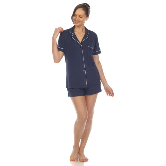 White Mark Women's 2-Piece Short Sleeve Bamboo Pajama Sheet