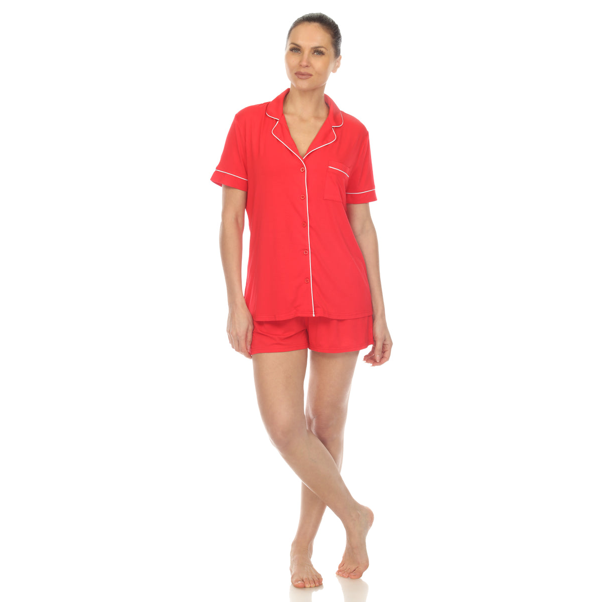 White Mark Women's 2-Piece Short Sleeve Bamboo Pajama Sheet