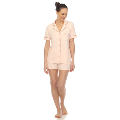 White Mark Women's 2-Piece Short Sleeve Bamboo Pajama Sheet