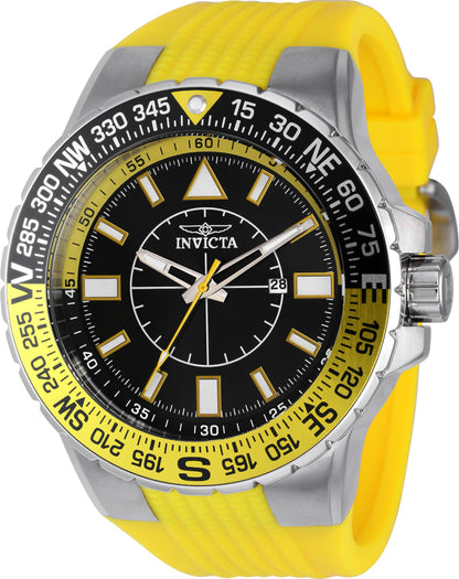 Invicta Men's 52mm Aviator Quartz Yellow Silicone Strap Watch
